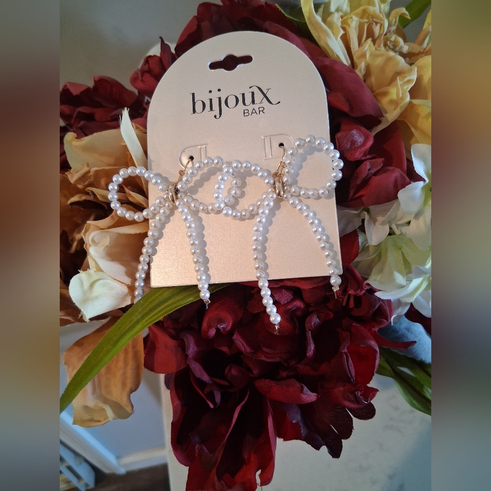 Pearl Bow Earrings, By Bijoux Bar